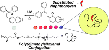 Graphical abstract: Optimizing the photochromic performance of naphthopyrans in a rigid host matrix using poly(dimethylsiloxane) conjugation