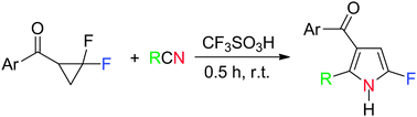 Graphical abstract: A novel reaction of gem-difluorocyclopropyl ketones with nitriles leading to 2-fluoropyrroles