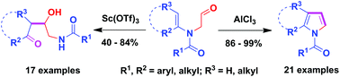 Graphical abstract: Lewis acid catalyst-steered divergent synthesis of functionalized vicinal amino alcohols and pyrroles from tertiary enamides