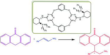 Graphical abstract: Enantioselective Michael reaction of anthrone catalyzed by chiral tetraoxacalix[2]arene[2]triazine derivatives