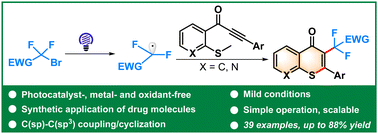 Graphical abstract: Photo-induced difluoroalkylation/cyclization of alkyne ketones: a novel strategy to access difluoroalkyl thiofavones